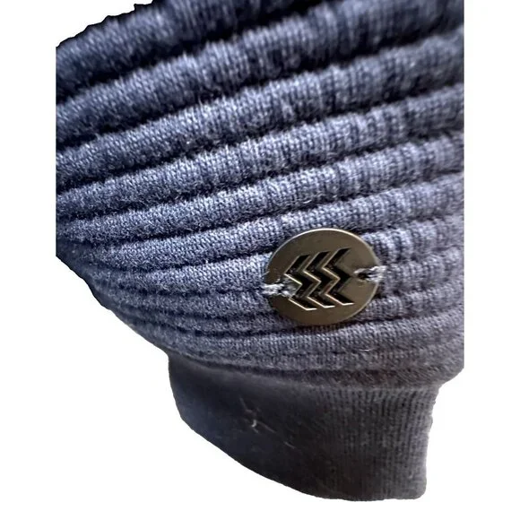 Noize Mens Navy Ribbed Full-Zip Jacket With Stand Collar & Button Pockets Size M - Picture 4 of 10